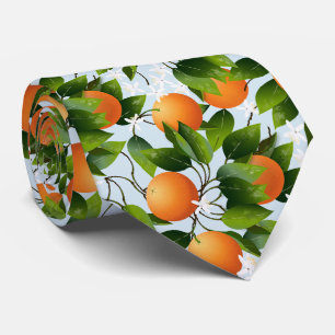 Cravate Oranges Agrumes Fruit Floral