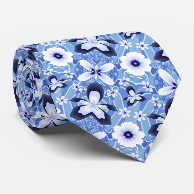 Cravate Orchidée bleue Élégante Fleur (Roulé)