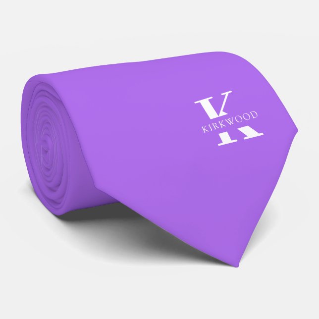 Cravate Orchidée | Élégant Monogramme+Nom | bidirectionnel (Roulé)