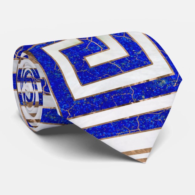 Cravate Ornement principal grec - lazulite et or de Lapis (Roulé)
