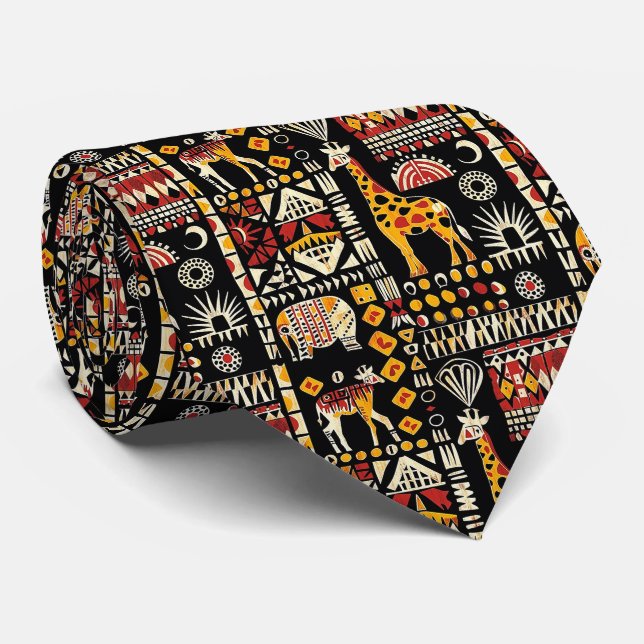 Cravate Ornement traditionnel ethnique africain, patte tri (Roulé)