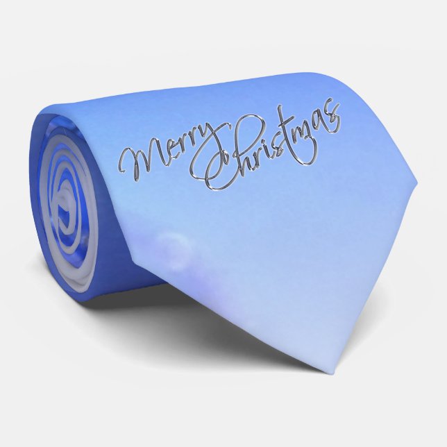 Cravate Ornements de Noël Bleus Cadeau de Noël pour Hommes (Roulé)