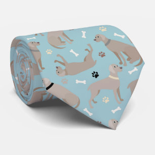 Cravate Os et pattes Weimaraner bleu