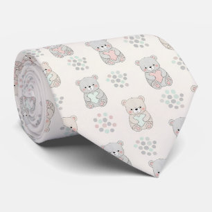 Cravate Ours mignon et cœurs -- Nursery Pastel (8)