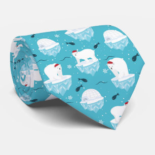Cravate Ours polaires mignons à Santa Hats Motif de Noël