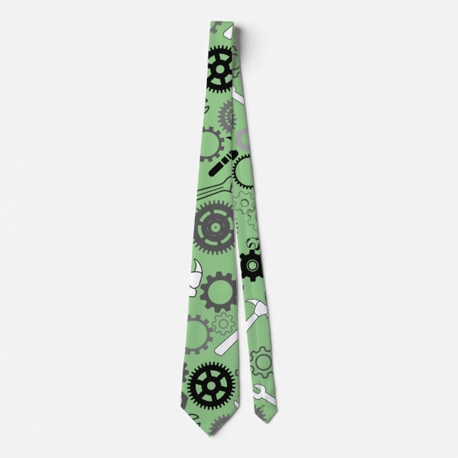 Cravate Outils Motif 01.b L Green BG (Devant)