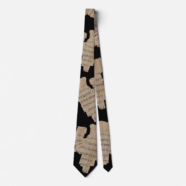 Cravate P52 Papyrus Fragment Tie–Earliest New Testament (Devant)