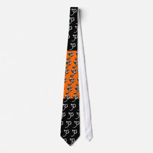 Cravate P Monogramme Orange & Noir