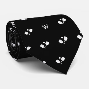Cravate Pagaies de Pickleball Blanc Monogramme Noir initia