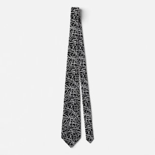 Cravate Pailles Abstraites 010524 - Noir et blanc