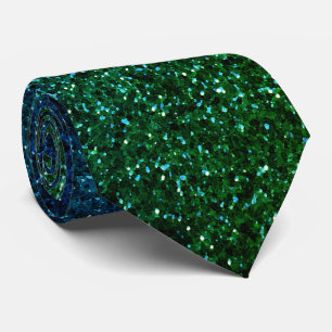 Cravate Paillettes Abstraites Bleu Vert Cadeau d'Anniversa