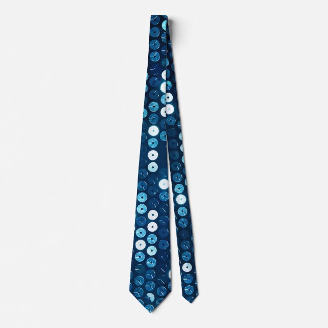 Cravate paillettes bleu brillant (Devant)