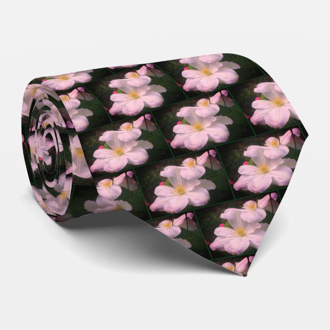 Cravate Paire de fleurs Clematis blanches (Roulé)