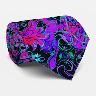 Cravate Paisley Black and Neon Colors
