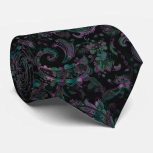Cravate Paisley Pétrole Gothique