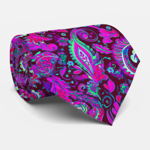 Cravate Paisley Psychédélique Violet
