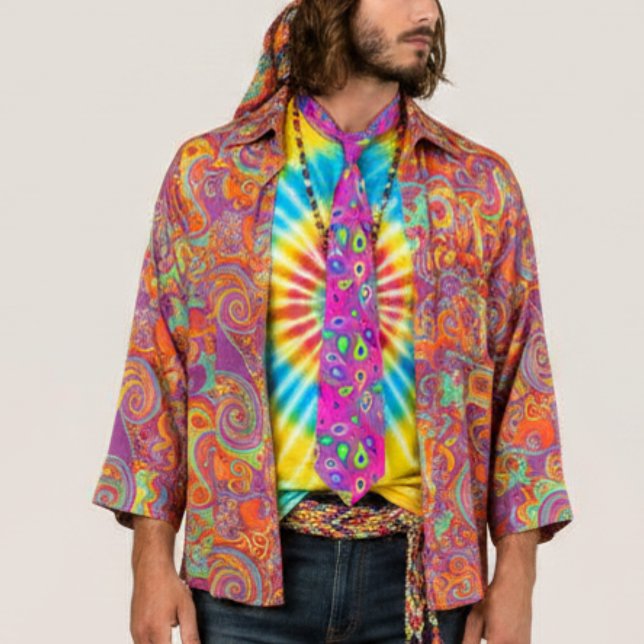 Cravate paisley rose violet - motif psychédélique (Créateur téléchargé)