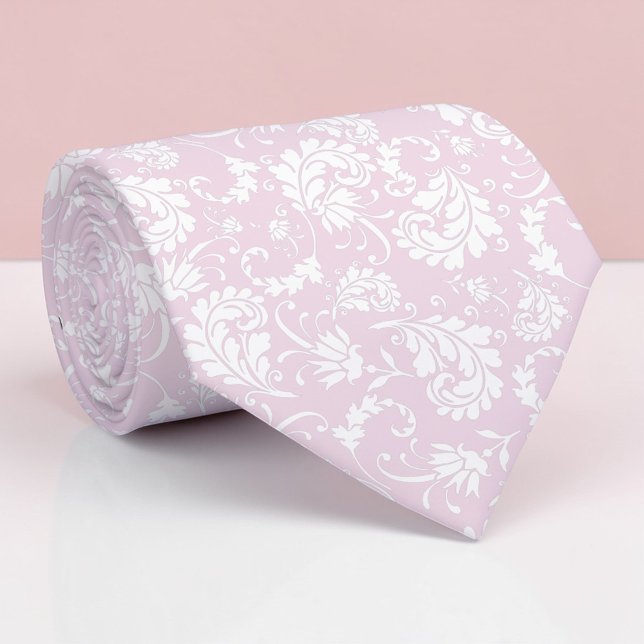 Cravate Pale Pink Floral Pattern Custom Necktie (Créateur téléchargé)