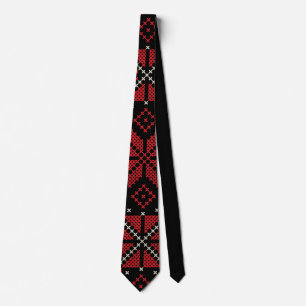 Cravate Palestine Broderie Tatreez Motif12 crm-rouge