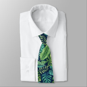 Cravate Palm vert et Turquoise Tropical Banana Monstera Fe