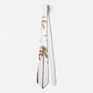 Cravate Palmiers tropicaux d'or fascinant sur le blanc