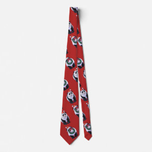 Cravate Panda Ours Noël Rouge