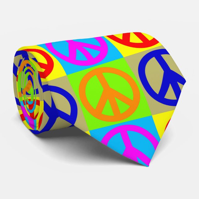 Cravate Panneau de paix Art pop quatre couleurs (Roulé)