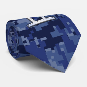 Cravate Panneau Zodiac Gemini Marine Camo numérique bleu