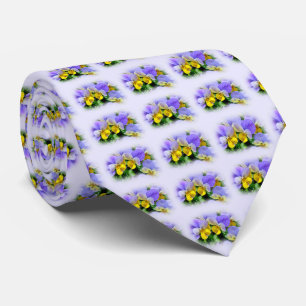 Cravate Pansies jaune et violet
