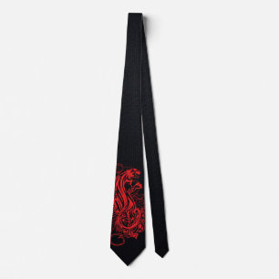 Cravate Panthère Rouge Gothique Luxe Gras Noir Affirmation