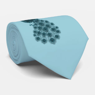 Cravate Paon Bleu Romantique