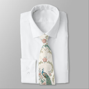 Cravate Paon Floral Élégant Vintage (2)