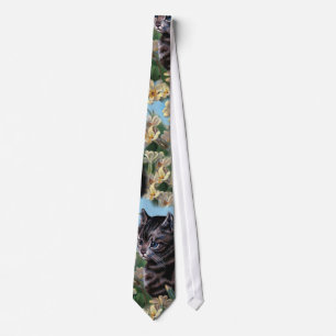Cravate Papier peint animal de collage de chaton mignon