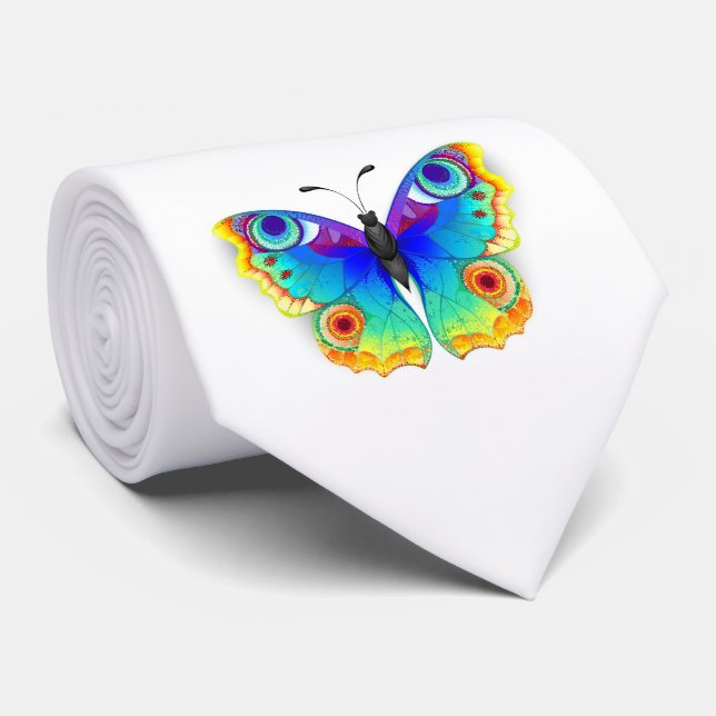 Cravate Papillon Arc-en-ciel Paon Yeux (Roulé)