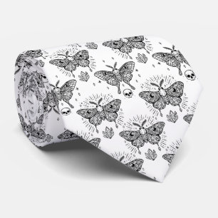 Cravate Papillon de nuit noir et blanc motif