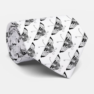 Cravate Papillon déco stylisé - blanc et noir