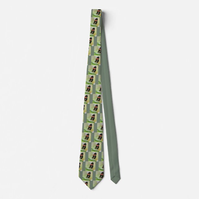 Cravate Papillon postman sur feuille (Devant)