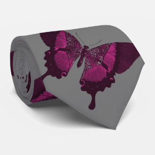 Cravate Papillon rose foncé avec fond gris