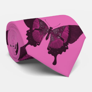 Cravate Papillon rose foncé avec roses roses
