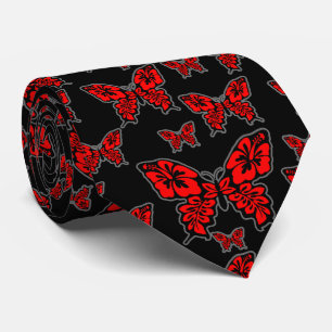 Cravate Papillon rouge et noir sur le noir
