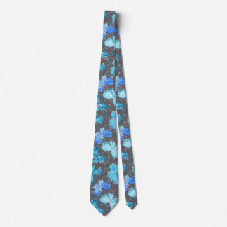 Cravate Papillons bleu aquarelle et turquoise 1.