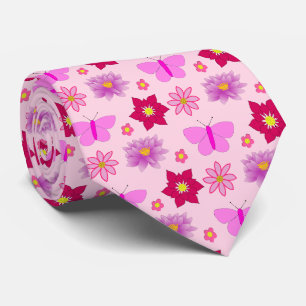 Cravate Papillons et fleurs roses pour bébé fille à motifs