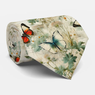 Cravate Papillons et fleurs Vintages colorés (2)