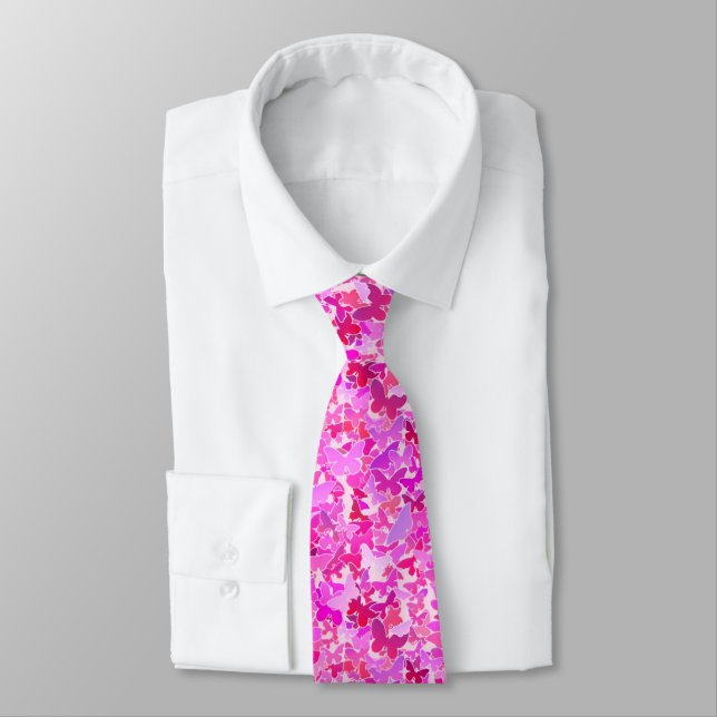Cravate Papillons, pourpre, lavande, rose (Attaché)
