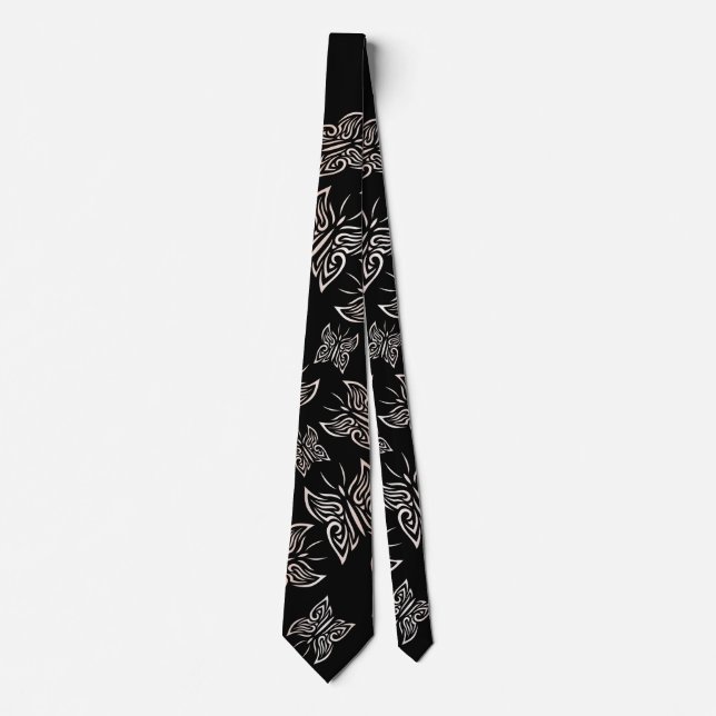 Cravate Papillons rose Gold Motif Noir (Devant)