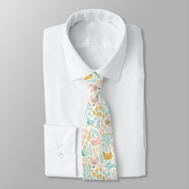 Cravate Pâques pastel couleurs symboles sans couture motif (Attaché)