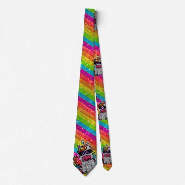 Cravate Parties scintillant arc-en-ciel Unicorn Sparkly LG (Devant)