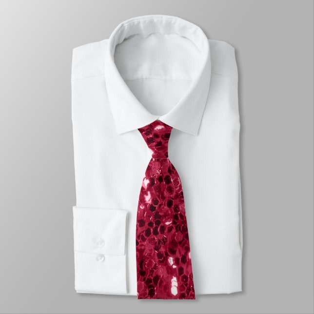 Cravate Parties scintillant faux brillant rose foncé magen (Attaché)
