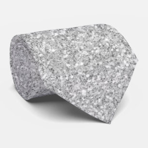 Cravate Parties scintillant gris argenté et texture étince
