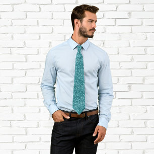 Cravate Parties scintillant Turquoise et luxueuse
